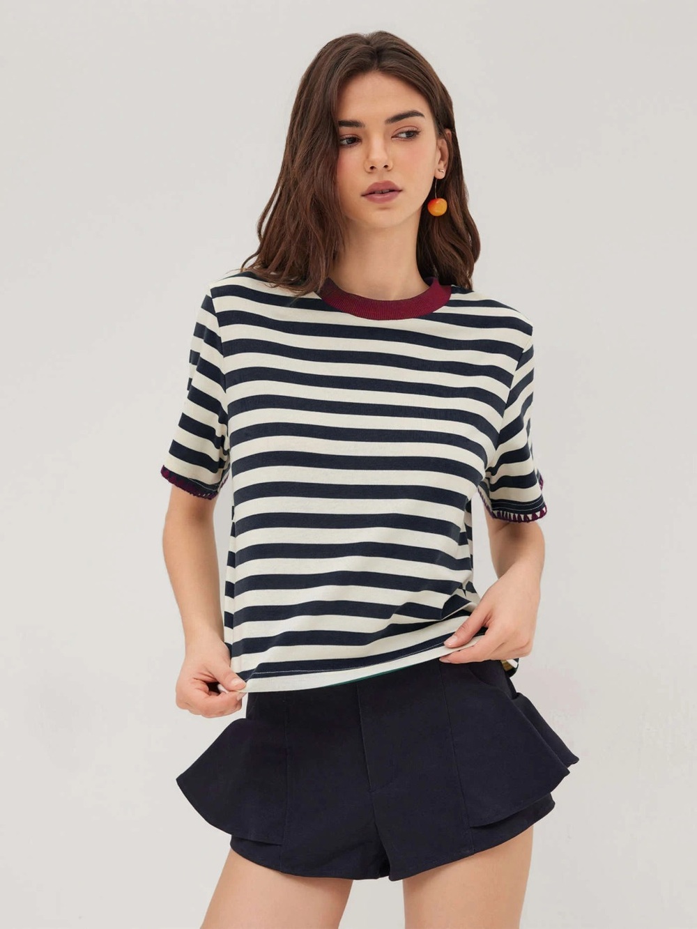Brand new cider stripe cotton blend tee